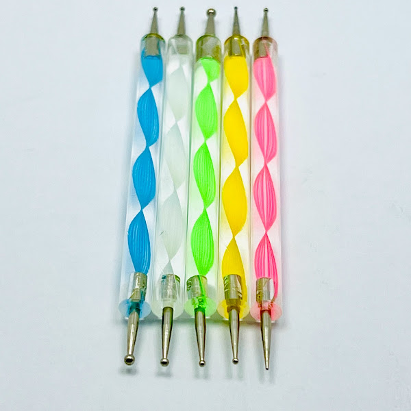 5 x 2 Way Dotting Tool Dotting Pen Marbleizing Tool Nail Art Dotter Set NEW  UK